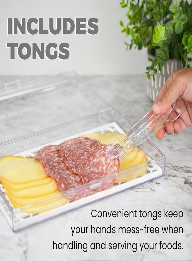GlossyEnd Deli Meat and Cheese Storage Container with Tong, Bacon Storage Container with Perforated Tray for Freshness, Clear Durable Plastic - Dishwasher and Freezer Safe - Size: 11” x 6.5” x 2” - Image 5