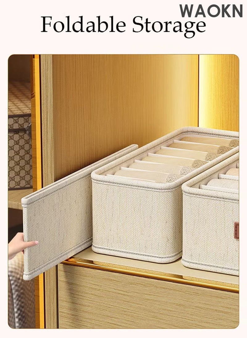 WAOKN 3pcs Wardrobe Clothes Organizer Sock Underwear Drawer Organizer Dividers Cell Foldable Linen Dresser Closet Organizers and Storage Bins for Clothing, Baby Clothes, Bra, Panty, Scarf, Ties, Scarves - Image 5