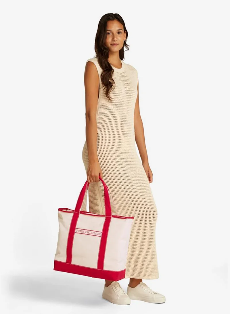 TOMMY HILFIGER Logo Detail Zip Over Tote