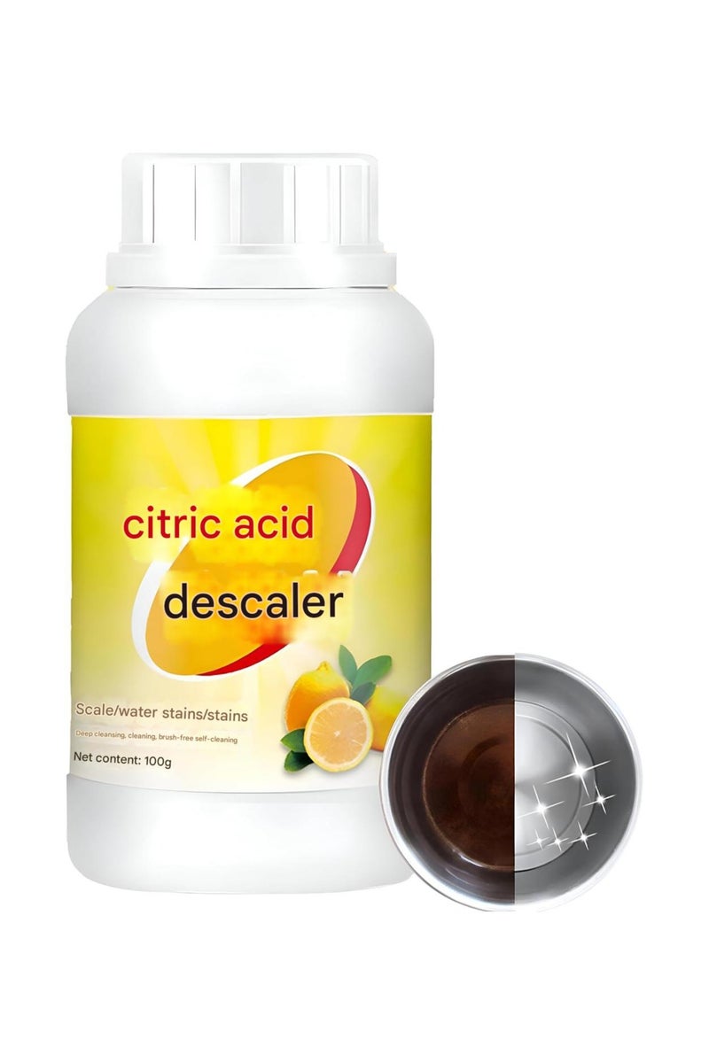 Citric Acid Powder for Cleaning and Descaling 100g – 100% Natural Detergent to Remove Calc and Mineral Deposits from Electric Kettles, Drip Devices, Coffee Machines, Water Dispensers, Dishwashers - Image 1