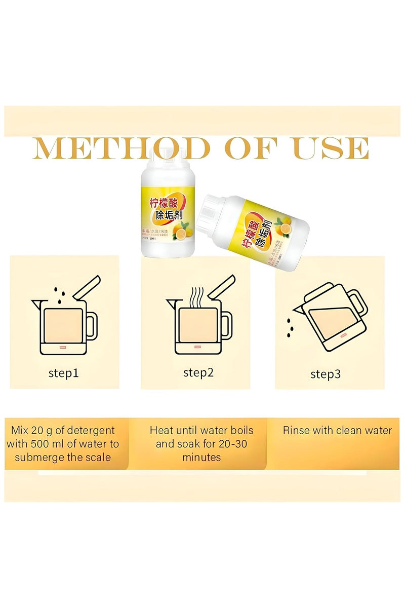 Citric Acid Powder for Cleaning and Descaling 100g – 100% Natural Detergent to Remove Calc and Mineral Deposits from Electric Kettles, Drip Devices, Coffee Machines, Water Dispensers, Dishwashers - Image 3