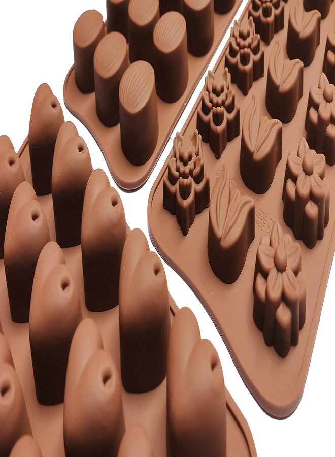 HiFam قالب سيليكون متعدد التصاميم من HiFam على شكل زهور وقلب لوز، قالب شوكولاتة، قالب آيس كريم، قالب حلوى جيلي (عبوة من 3 قطع) - Image 2