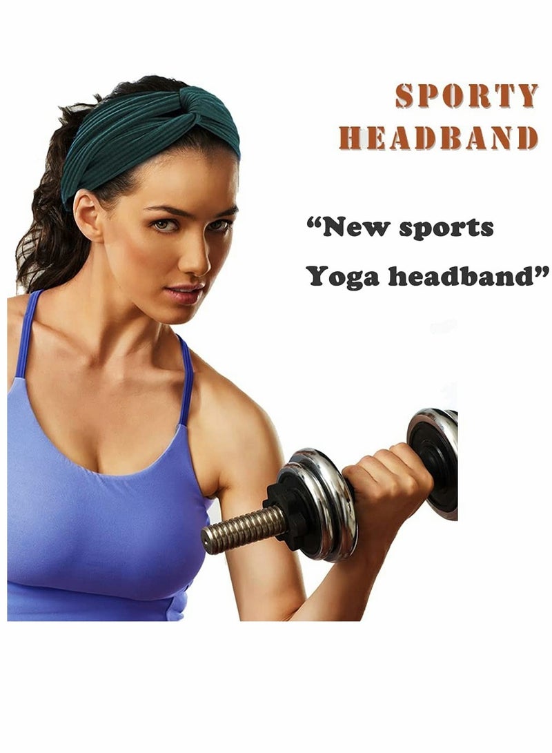 إسكدنيا Headbands, Boho Headbands Women Elastic Headband, Criss Cross Turban Solid Color Vintage Hair Accessories for Everyday Sport Fitness - Image 5