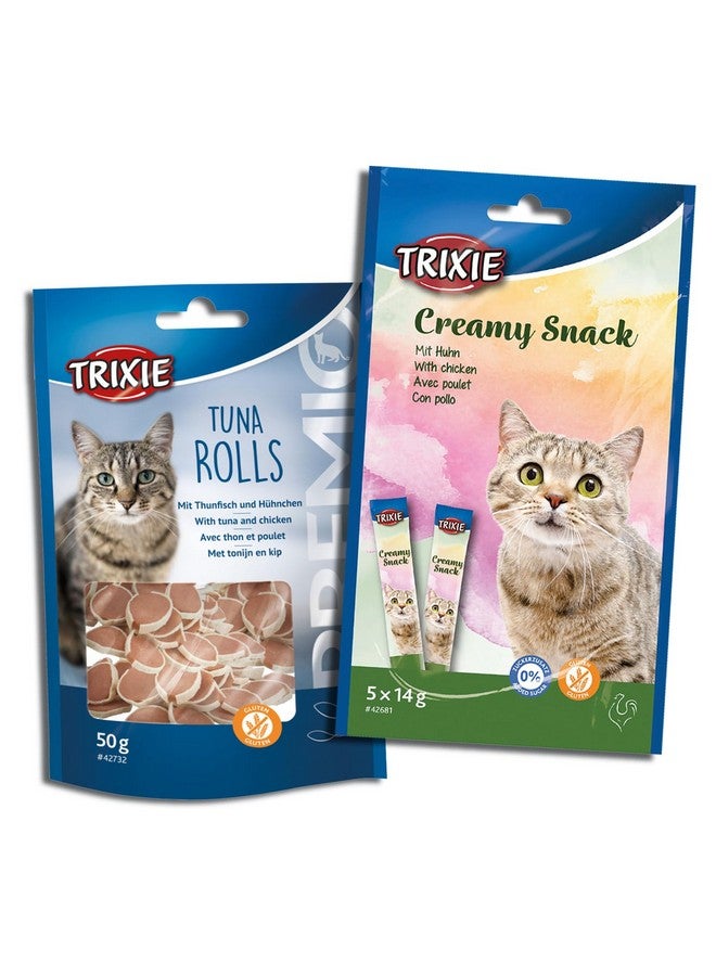 تريكسي مجموعة مكافآت القطط من قطع فيليه البط الفاخرة ووجبة خفيفة من الدجاج الكريمي، مكافآت غنية بالعناصر الغذائية للقطط، مناسبة لجميع السلالات - (عبوة من قطعتين) - Image 1