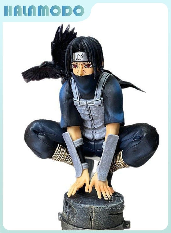 HALAMODO Naruto Uchiha Itachi Anbu Crouching Pose Figure,Stealthy Anime Model, Desk Ornament & Cool Birthday Gift,23cm  - Image 1