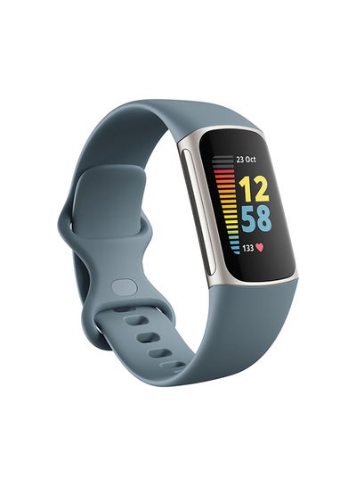 Fitbit Charge 5 Advanced Fitness + Health Tracker with Tools for Heart Health Stress Management And Daily Readiness Score Steel Blue/Platinum Stainless Steel