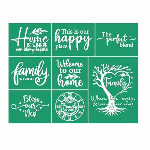 JAJADO Farmhouse Family Silk Screen Stencils Reusable Adhesive Stencil Family Sentiments Welcome Farmhouse Burning Stencils for Painting On Wood Sign Canvas Fabric Art Craft Paint Stencil 85x11 - Image 1