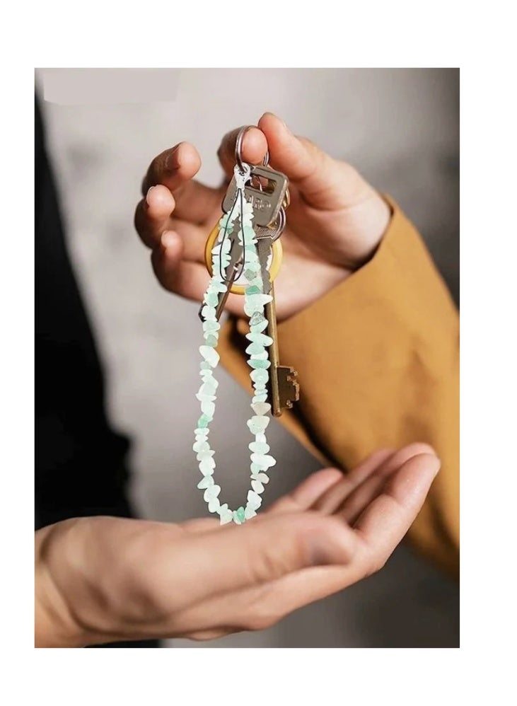 سحر الهاتف / سلسلة حزام للنساء البنات, صناعة اليدوية النمط البوهيمية حالة الهاتف الخلوي حزام المعصم, سحر الحجر الكريم الطبيعي لسلسلة المفاتيح - Image 5