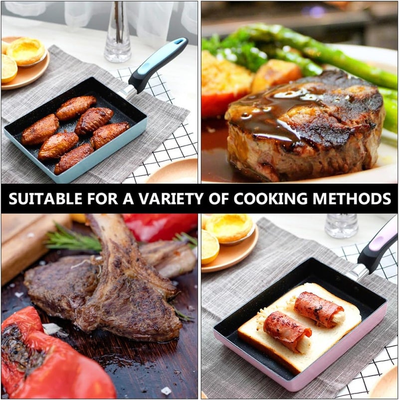 Nonstick Tamagoyaki Pan Square Skillet Omelette Frying Pan Japanese Style Induction Compatible Kitchen Cookware for Egg Cooking Random Color - Image 3