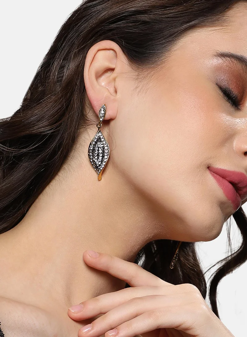 SOHI Contrast Embellished Eye Artificial Drop Earring Jewellery