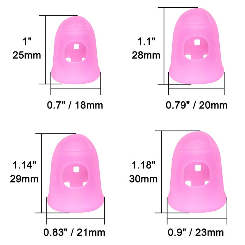 Wisdompro 16 Pcs Finger Tips, 4 Sizes Silicone Thimble Fingertip Grips Thumb Protectors Pads Cover for Hand Sewing, Paper Sorting, Page Turning, Money Counting, Guitar Playing - Pink, Translucent - Image 3