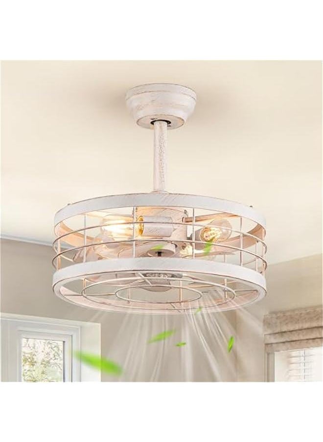Arabest Industrial Ceiling Fan with Light, Remote Control - White & Gold, 6 Speeds, Timer - Great for Kitchen, Farmhouse, Bedroom - Rustic Metal Design  - Image 1