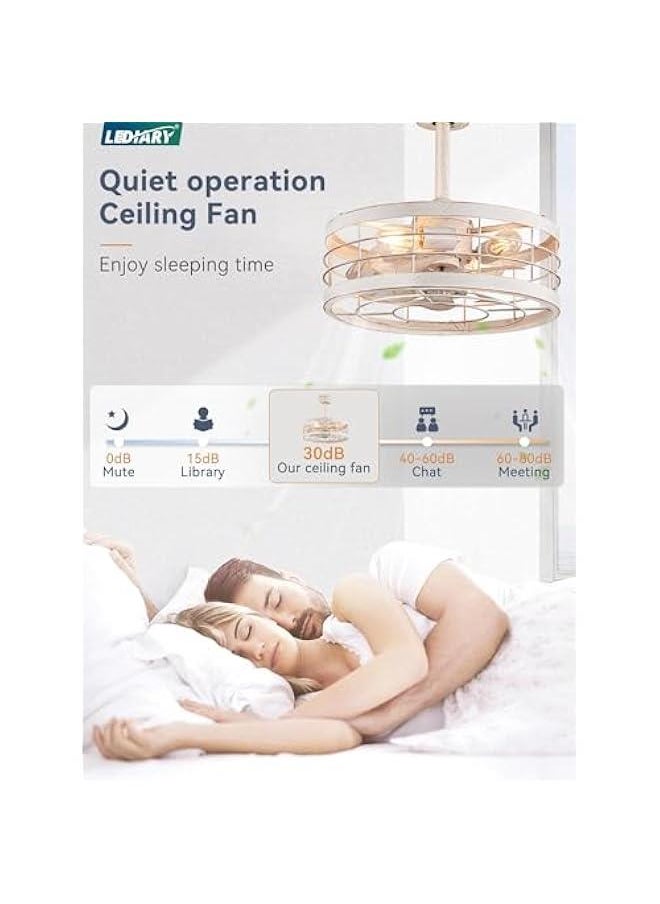 Arabest Industrial Ceiling Fan with Light, Remote Control - White & Gold, 6 Speeds, Timer - Great for Kitchen, Farmhouse, Bedroom - Rustic Metal Design  - Image 2