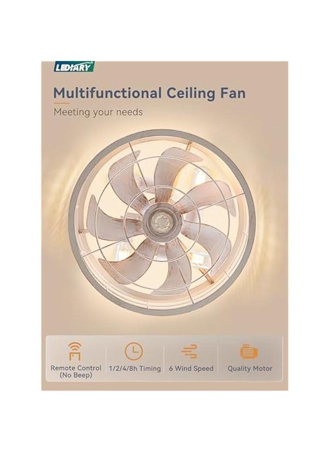Arabest Industrial Ceiling Fan with Light, Remote Control - White & Gold, 6 Speeds, Timer - Great for Kitchen, Farmhouse, Bedroom - Rustic Metal Design  - Image 4