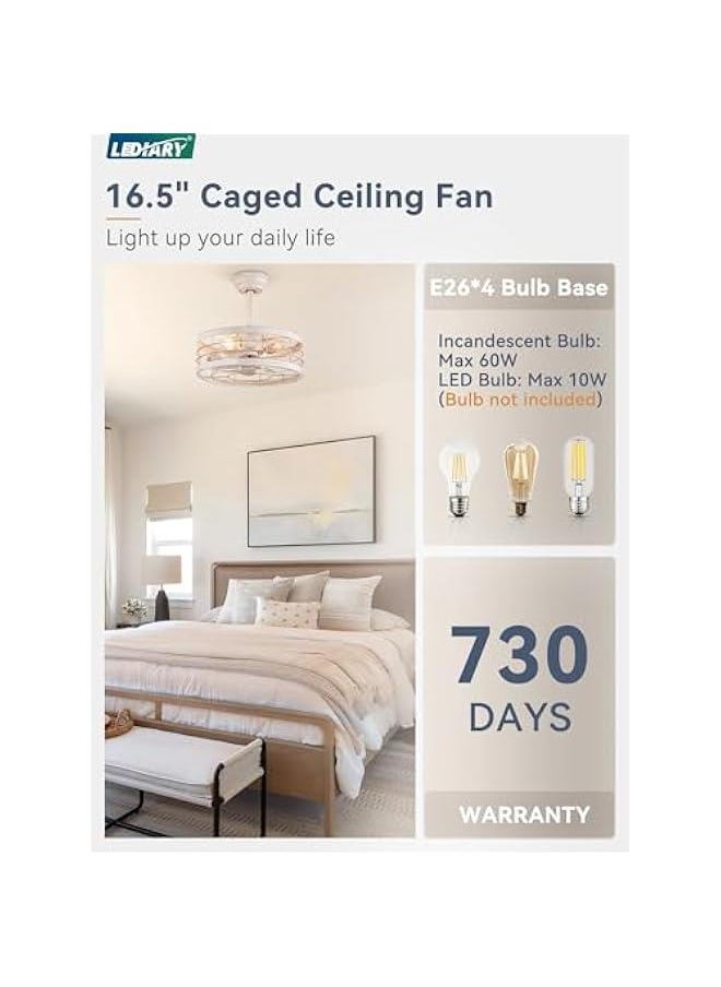 Arabest Industrial Ceiling Fan with Light, Remote Control - White & Gold, 6 Speeds, Timer - Great for Kitchen, Farmhouse, Bedroom - Rustic Metal Design  - Image 5