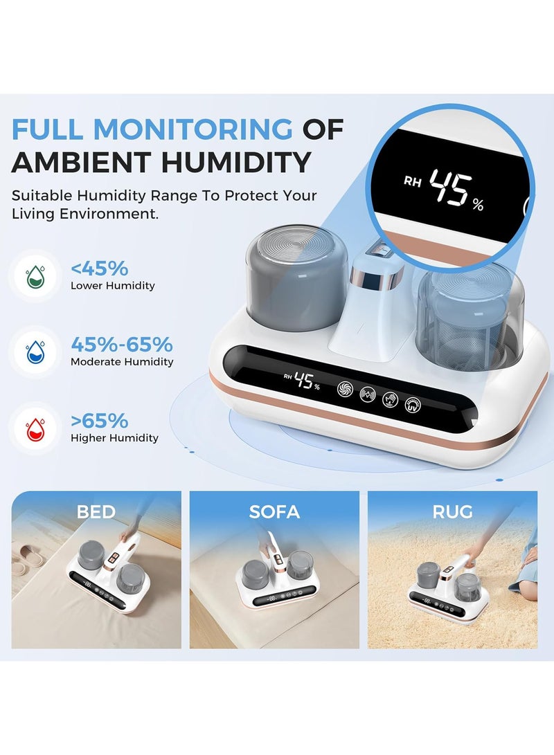 عربست منظف ​​الفراش الفراغ-5 في 1 في 1 منظف المراتب اللاسلكي ، مدعوم من تقنية UV-C Light & Ultrasonic ، وشفط قوي 16 كيلو باسكال ، وضوضاء منخفضة ، ومناسبة للغبار ، وشعر الحيوانات الأليفة ، إلخ. - Image 4
