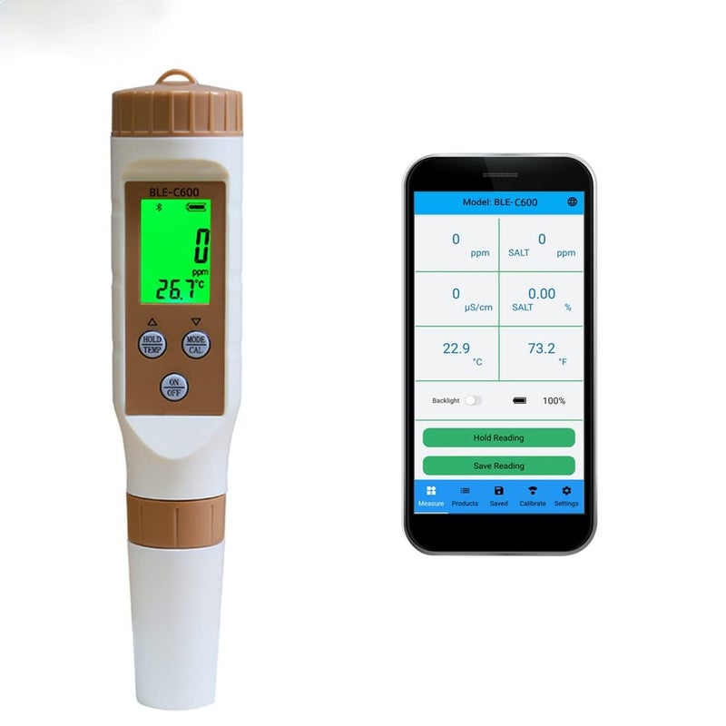 Smart 7in1 PH/TDS/EC/ORP/Salinity/S.G/Temperature Bluetooth ph Meter - Image 1