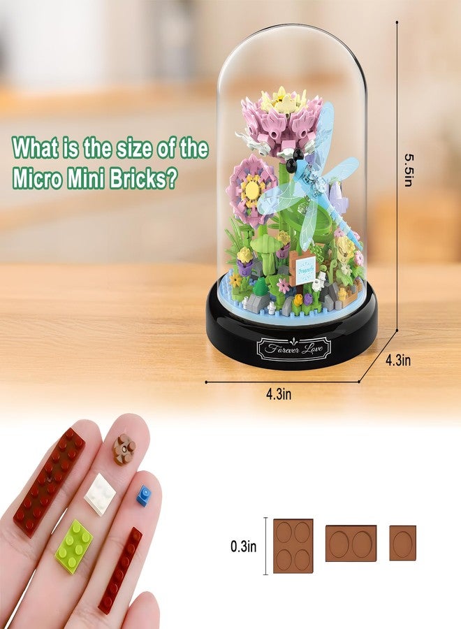 HI-REEKE Flower Dragonfly Bouquet Building Block Set, Micro Mini Botanical Building Toy for Women-568 PCS - Image 5