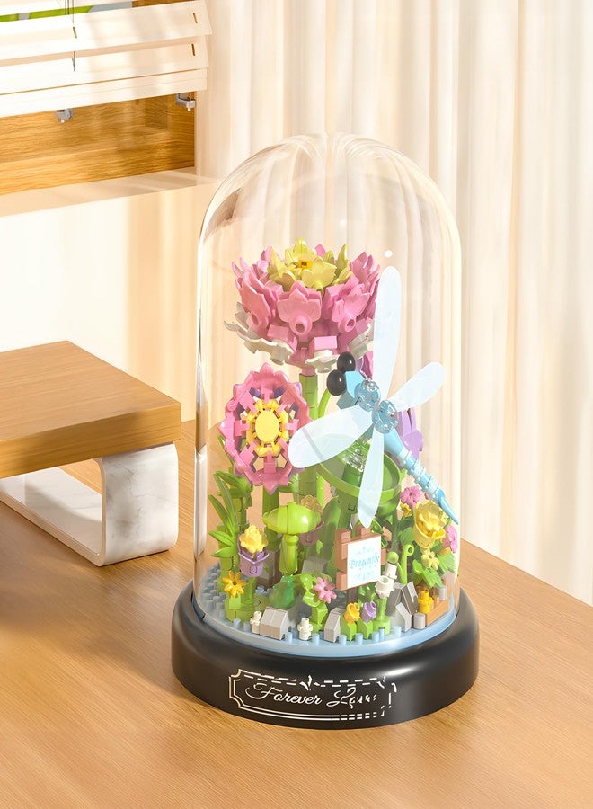 HI-REEKE Flower Dragonfly Bouquet Building Block Set, Micro Mini Botanical Building Toy for Women-568 PCS - Image 3