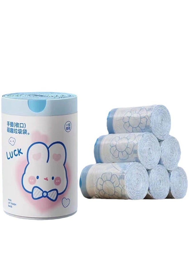 HaveDream High Quality Blue Heart Rabbit Drawstring Garbage Bag, Cute Cartoon High-Value Home Kitchen Portable Thickened Printed Garbage Bag - 1 Roll Of 70 Pieces - Image 1