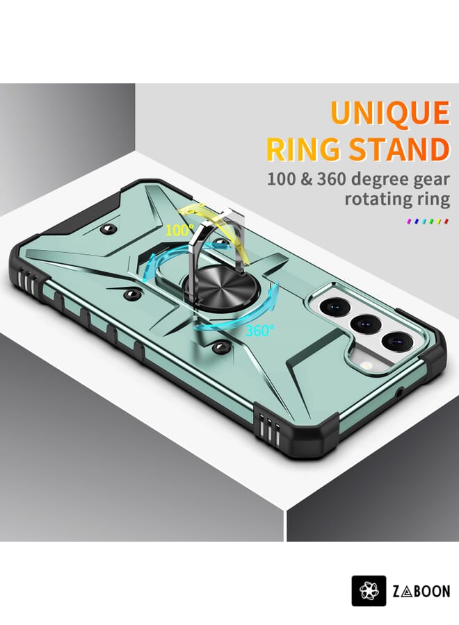 Green Tiger For Samsung Galaxy S21 5G Ring Holder Phone Case(Grey) - Image 3