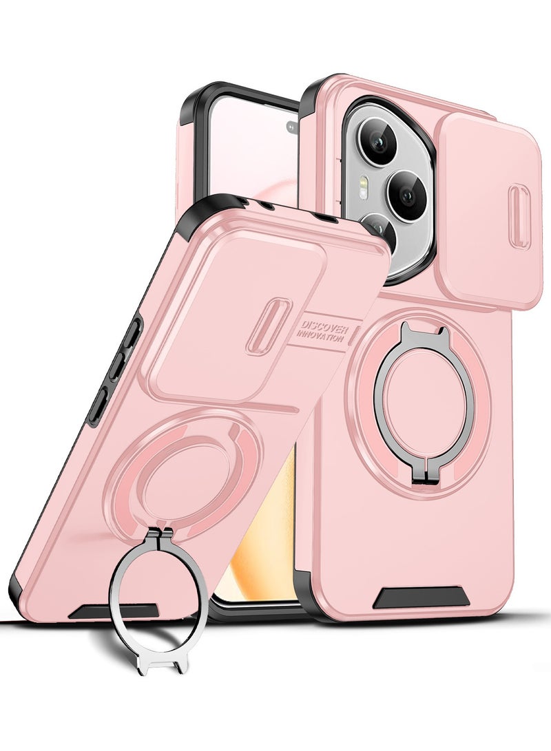 general Case Compatible with Honor 400 Pro, Built-in 360° Rotatable Ring Stand  Sliding Lens Protection, Anti-fingerprint Protective Cover for Honor 400 Pro 5G