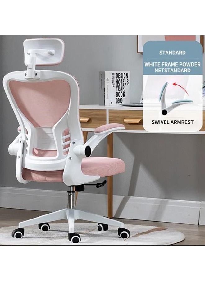 Arabest - Gaming Chair Adjustable Mesh Staff Chair, Ergonomic Chair, Conference Chair, Comfortable And Sedentary Computer Chair, Home Office Chair Pink - Image 1