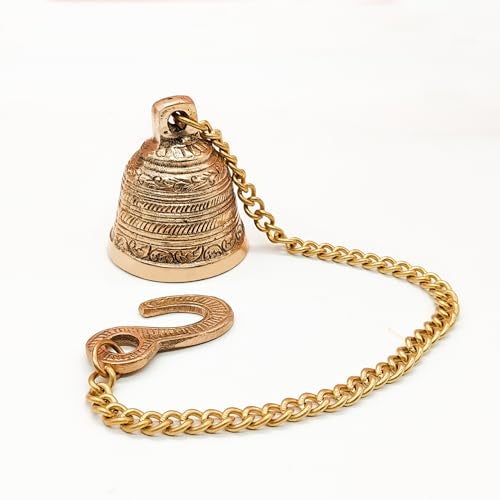 TORPPEZA Brass Wall Hanging Bell with Chain Hook Traditional Temple Mandir Decorative Puja Room Extra Large Hanging Bell (XX Large) - Image 5