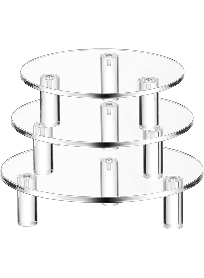The Bros Round Acrylic Display Riser, Clear Acrylic Cake Stands, Cupcake Stand Cake Holder, Countertop Dessert Display Riser, for Bakery, Appetizer, Birthday Wedding Party Baby Shower (3 Pcs, 5'',6'',8'') - Image 1