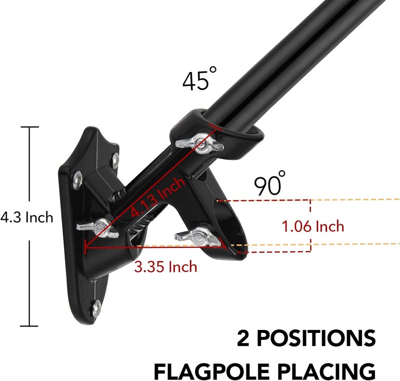 YESUN Flag Pole,6FT American Flag Pole & Bracket-Flagpoles for 3 x 5 Flags Holder for House Porch & Outdoor,Tangle Free and Wall Mount Flag Pole Kit (Without flag,Black) - Image 3