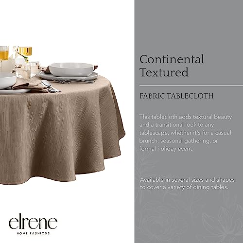 Elrene Home Fashions Continental Solid Texture Water Stain Wrinkle Resistant Tablecloth 60X84 Oval Taupe - Image 3