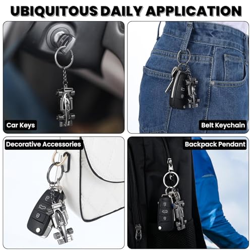 SQUISHCO 2Pcs F1 Keychain, Key chain for car, Durable F1 Keychain for Men, Unique F1 Car Key Chain Gifts for Racing Enthusiasts, Car Accessories for Daily Use (Black and White) - Image 4