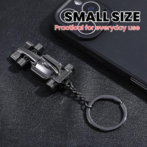 SQUISHCO 2Pcs F1 Keychain, Key chain for car, Durable F1 Keychain for Men, Unique F1 Car Key Chain Gifts for Racing Enthusiasts, Car Accessories for Daily Use (Black and White) - Image 5