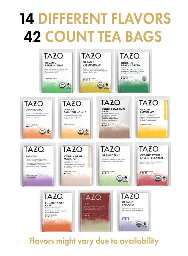 TAZO Tea Bags Sampler Assortment Variety Pack Gift Box (42 Count) 14 Different Flavors Gifts for Her Him Women Men Tea Lovers Couples Family Friends Coworker - Image 2