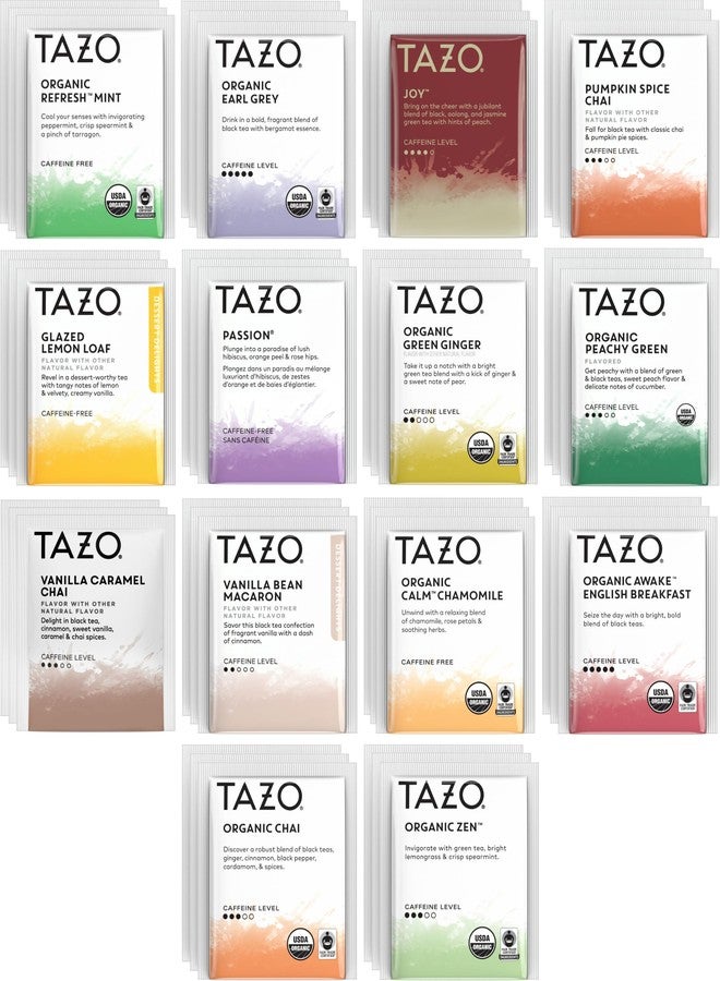 TAZO Tea Bags Sampler Assortment Variety Pack Gift Box (42 Count) 14 Different Flavors Gifts for Her Him Women Men Tea Lovers Couples Family Friends Coworker - Image 1