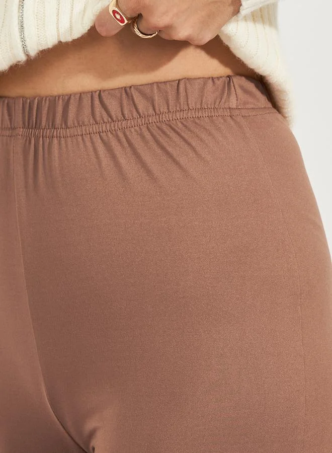 Styli Solid Elastic Waistband Slim Fit Leggings