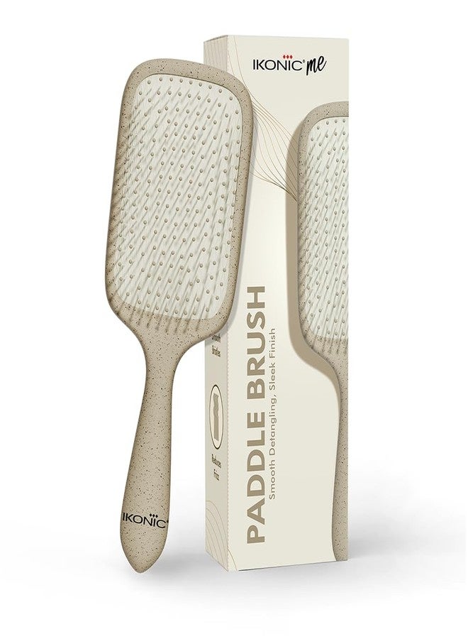 Ikonic Me Paddle Hair Brush IKM 3016 - Eco Concious, Wide Paddle for Faster Blowouts, Even Bristle Spacing for Pain-Free Detangling, Anti-Static Smooth Finish, Travel-Ready Design - Sand Beige - Image 1