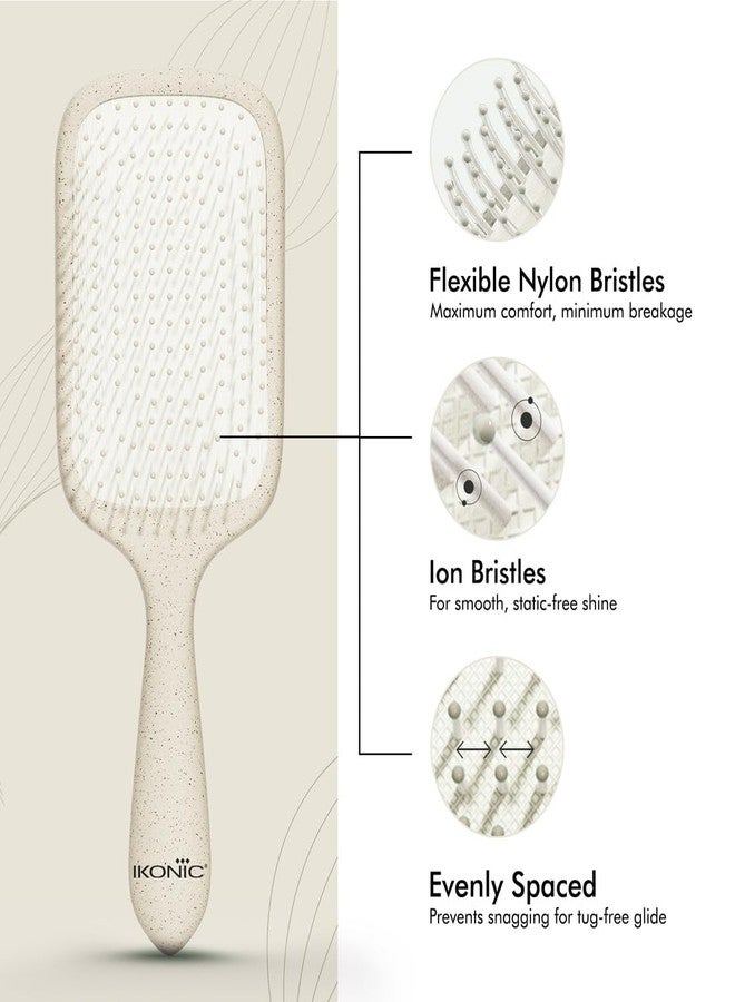 Ikonic Me Paddle Hair Brush IKM 3016 - Eco Concious, Wide Paddle for Faster Blowouts, Even Bristle Spacing for Pain-Free Detangling, Anti-Static Smooth Finish, Travel-Ready Design - Sand Beige - Image 3