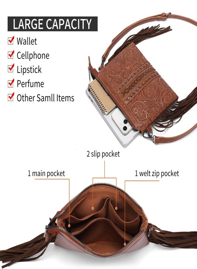 SENDEFN Fashion Women Fringe Crossbody Handbag PU Leather Hobo Bag Tassel Purse Vintage - Image 3