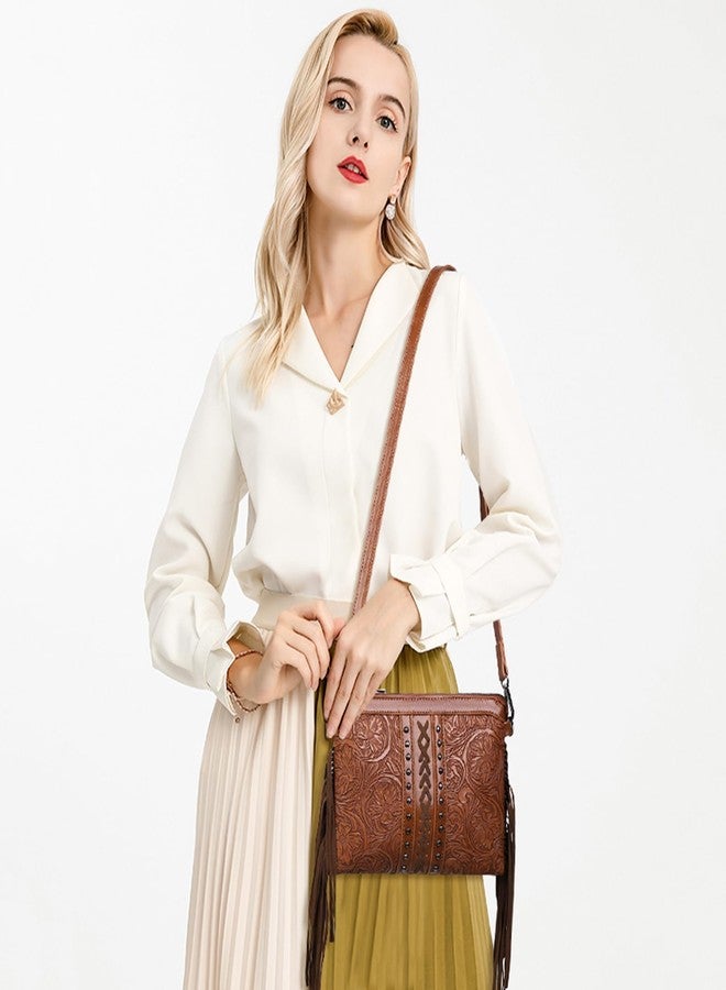 SENDEFN Fashion Women Fringe Crossbody Handbag PU Leather Hobo Bag Tassel Purse Vintage - Image 2