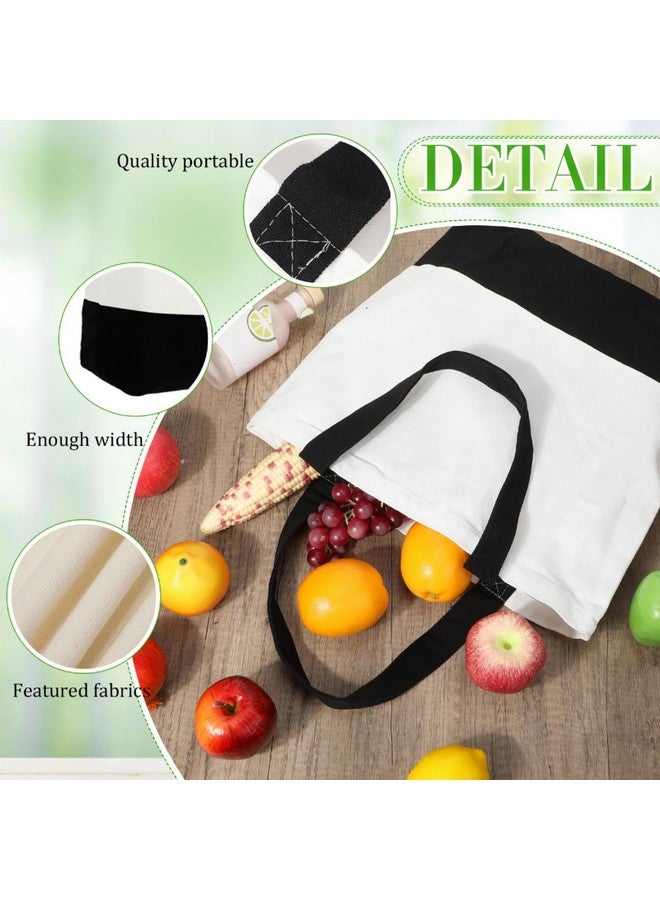 Sanwuta 30 Pcs Canvas Tote Bags Bulk with Zipper Cosmetic Bags 18.5" Reusable Cotton Canvas Shopping Bags with Handles(Black) - Image 3