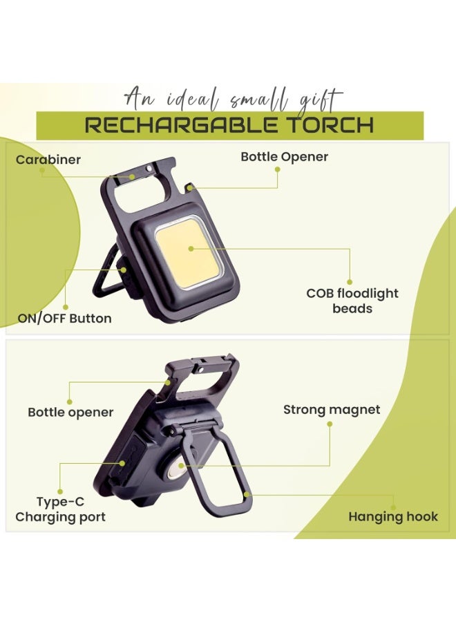 Rechargeable Keychain Flashlight with 4 Modes, High Brightness, Portable Pocket Torch with Bottle Opener and Magnetic Base, Bright Mini LED Flashlight for Camping, Hunting, and Walking - Image 5