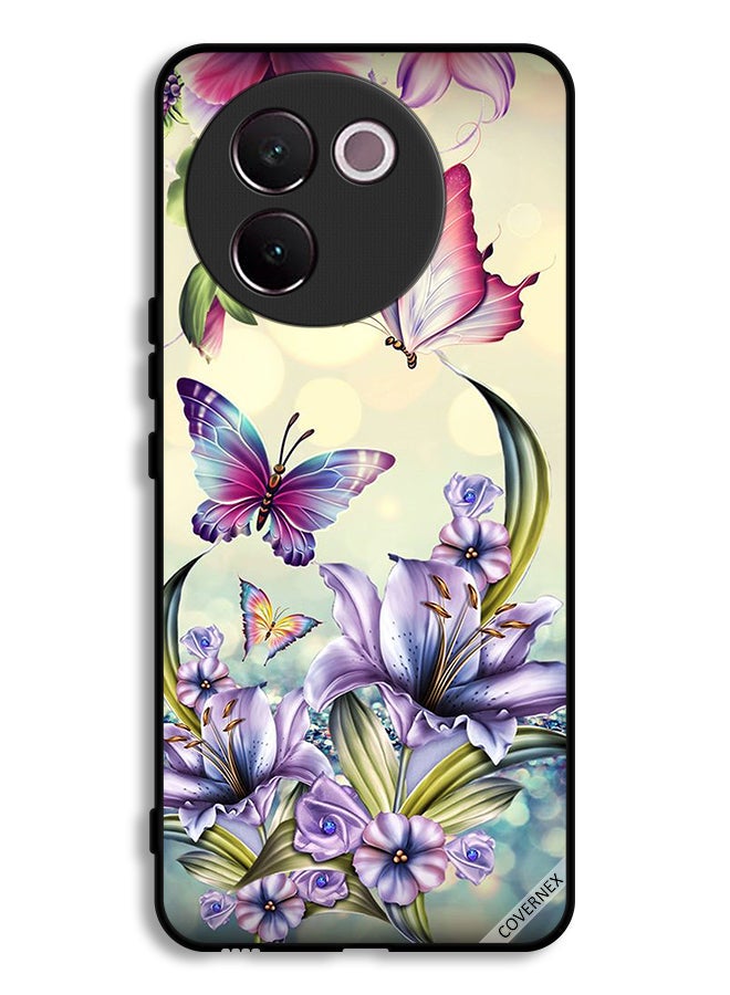 Covernex Vivo V30e 5G Protective Case Cover Purple Flowers & Butterflies - Image 1