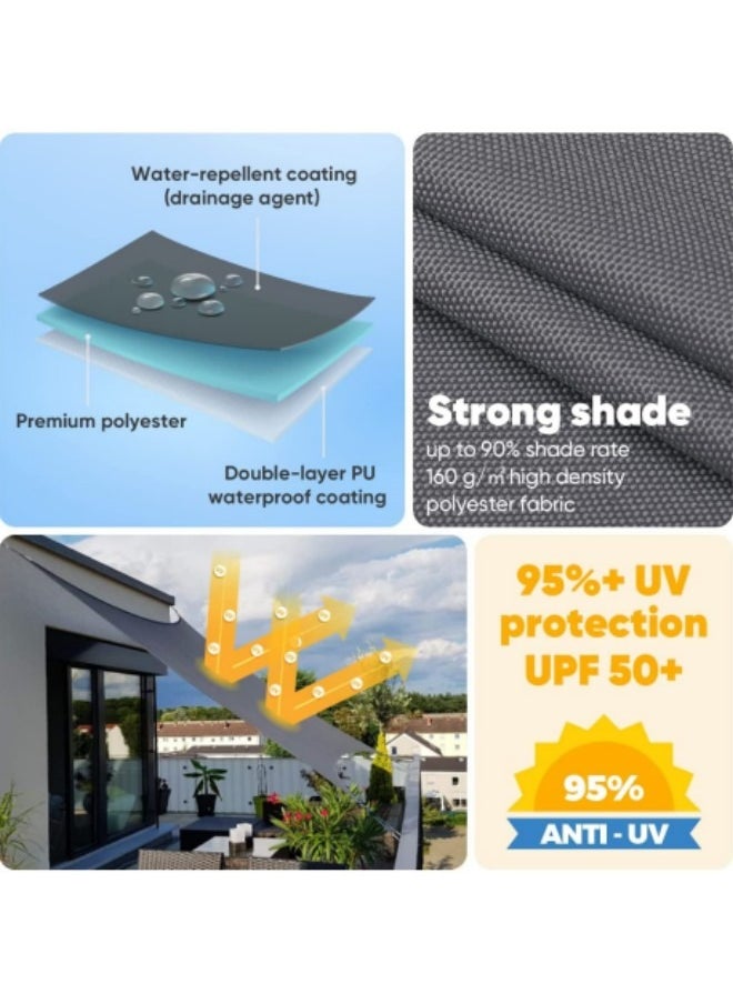 GGEROU - Sun Shade Sail, Sun Shade Sail Canopy UV Block Awning, Sun Sail Rectangular, Sail Shade PES UV Protection, Sun Sail Weatherproof, 3 x 4m - Image 1