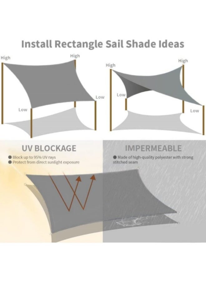 GGEROU - Sun Shade Sail, Sun Shade Sail Canopy UV Block Awning, Sun Sail Rectangular, Sail Shade PES UV Protection, Sun Sail Weatherproof, 3 x 4m - Image 1