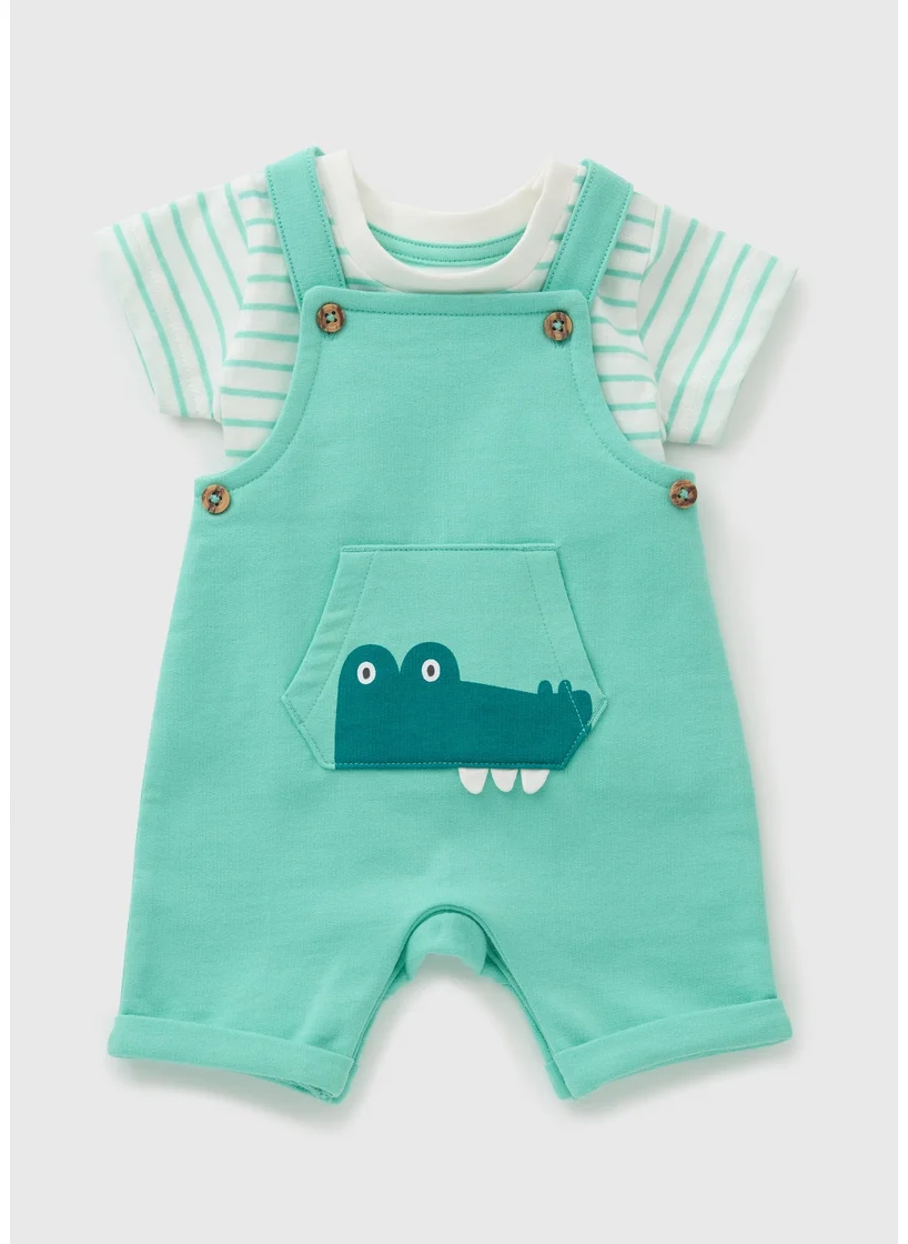 Matalan Baby Green Crocodile Dungaree Set