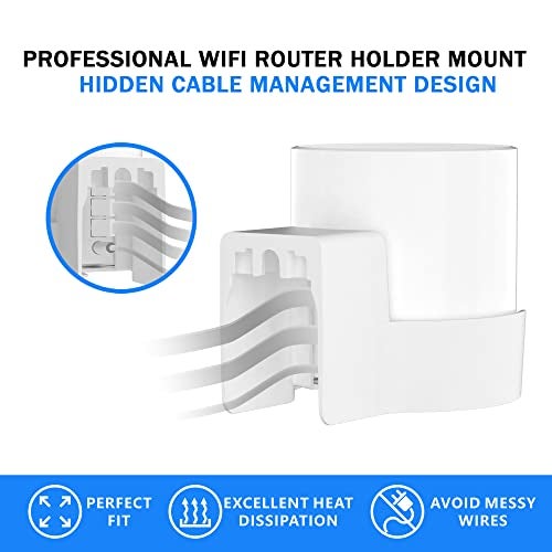 SONGCHEER-Router Shelf Wall Mount for Tp Link Deco X20 X50 X60 X55 Deco Mesh WiFi 6 WiFi Router Holder Stand Bracket Shelf Cable Organizer with Screw Mounting Kit (2Pack) - Image 4