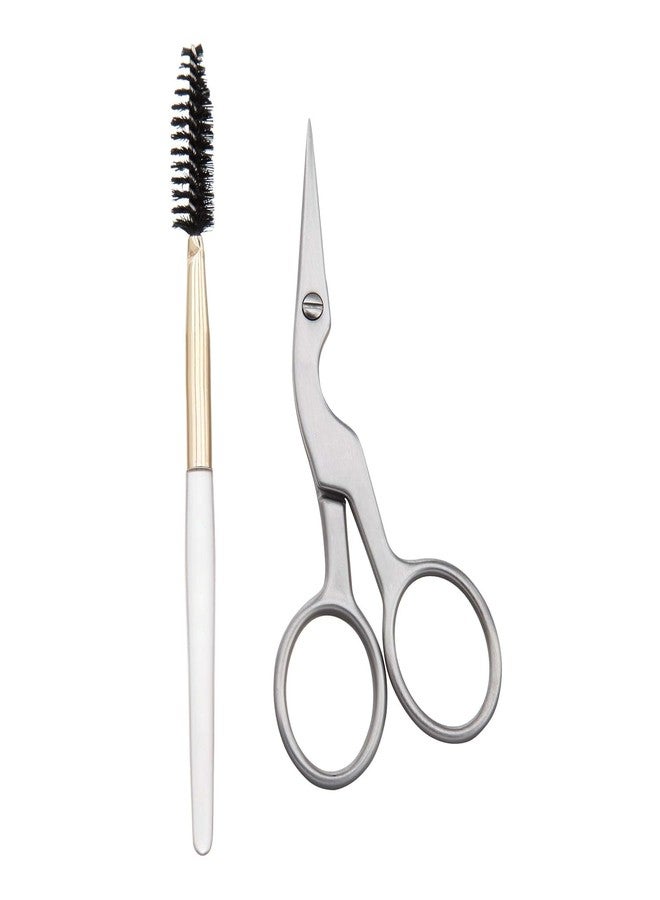 YAMHOHO Brow Shaping Scissors and Brush - Stainless Steel Eyebrow Trimming Scissors for Women and Men (Silver) - Image 1
