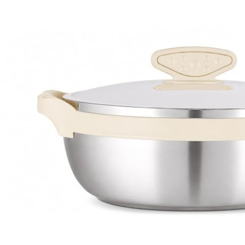 UTC MS1379 MAGNUS STEEL HOTPOT 3PC SET IVORY - SMALL 1500/2000/2500 for home cooking, stainless steel, ivory, triple-layer base - Image 3