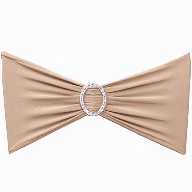 SINSSOWL حزمة Sinsswowl من 50pcs Spandex كرسي عارية أقواس الأقواس مرنة الكرسي نطاقات شريط شريط التمرير لزواج حفلات الزفاف الزفاف - عارية/جمل/khaki - Image 1